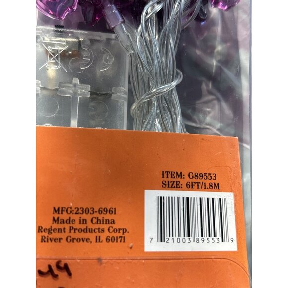 Halloween 10 Led Purple Bat String Lights Black Wire 6 Feet Battery Operated New - Picture 7 of 16